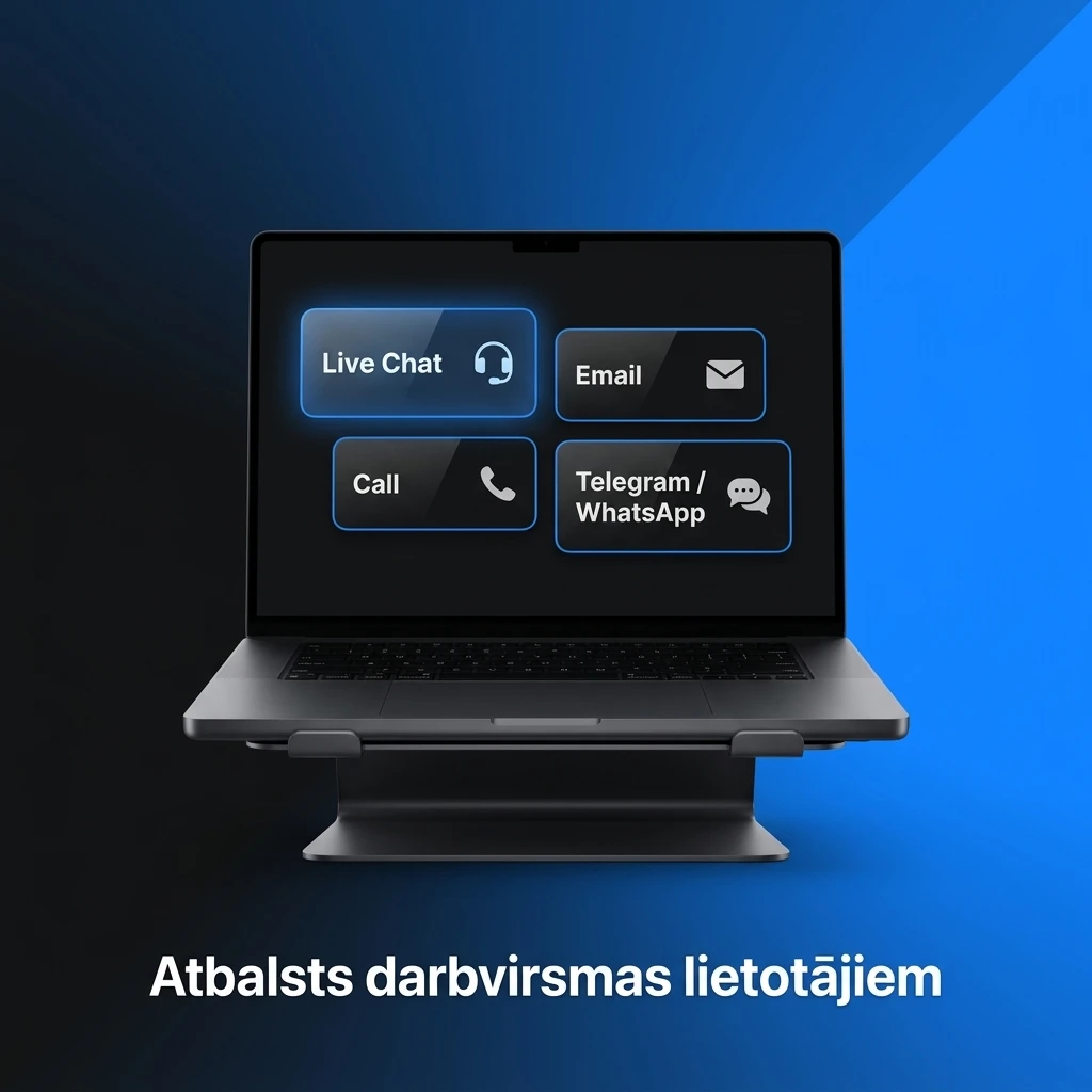 1w klientu atbalsts darbvirsmas lietotājiem – tērzēšana, e-pasts un sociālie tīkli 24/7