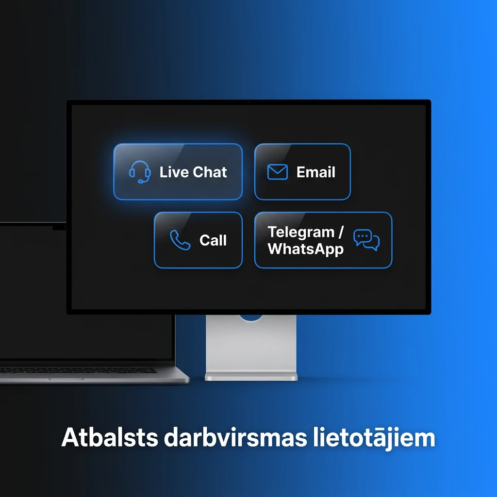1W klientu atbalsts darbvirsmas lietotājiem – tērzēšana, e-pasts un sociālie tīkli 24/7