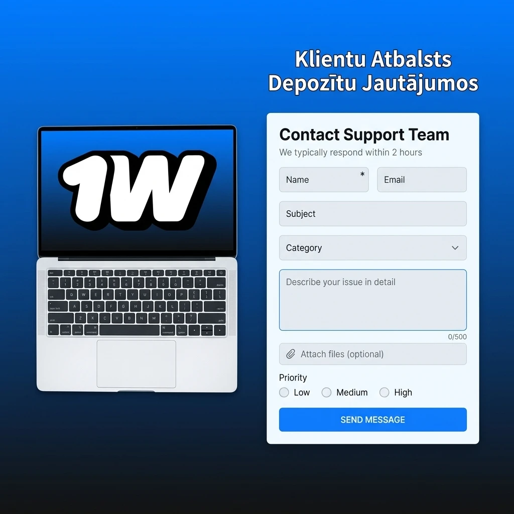 1w klientu atbalsts depozītu jautājumos: live chat, e-pasts, Telegram un FAQ centrs
