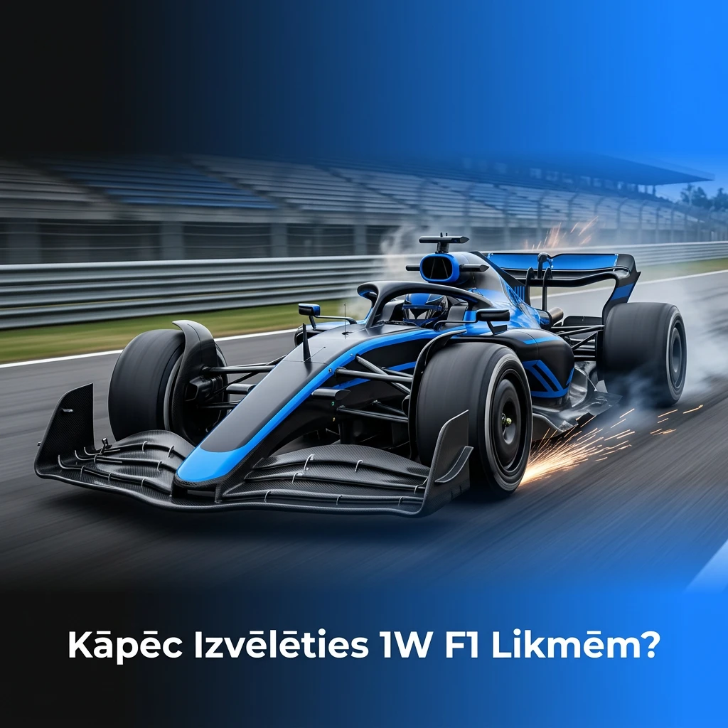 1W F1 likmes – plašs tirgus klāsts, tiešraides likmes, mobilā piekļuve un licencēta platforma Latvijā