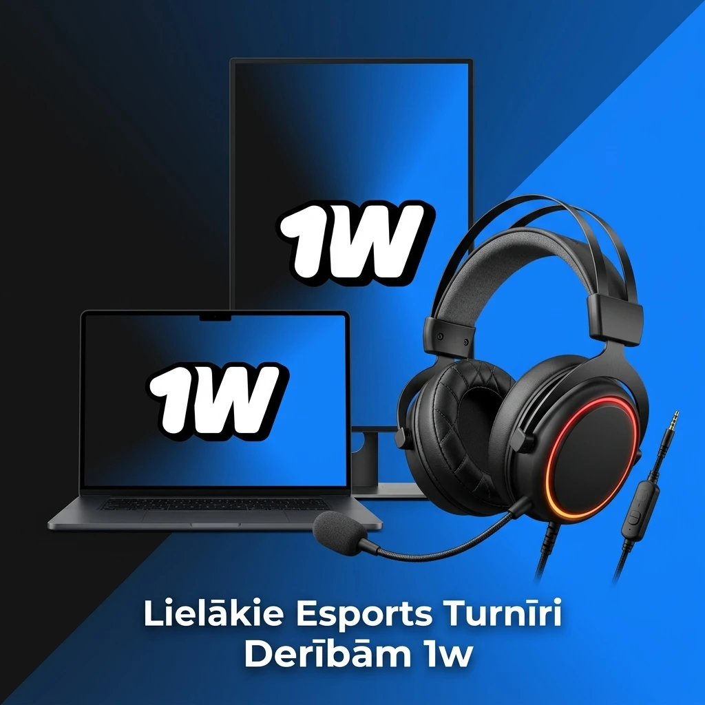 1w esports lielākie turnīri derībām: CS2, Dota 2, LoL, Valorant, Rocket League un citi
