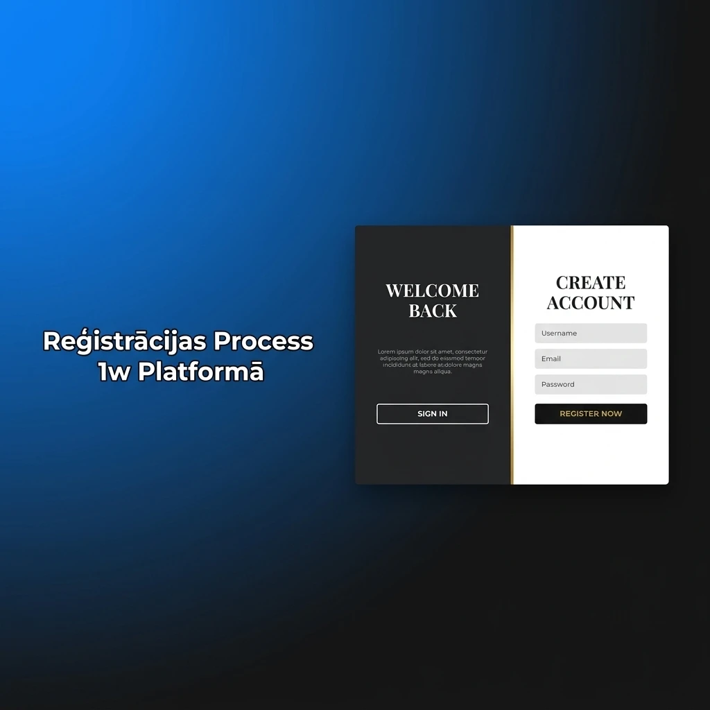 1w platformas reģistrācijas process — ātra pierakstīšanās ar e-pastu, tālruni vai sociālo kontu